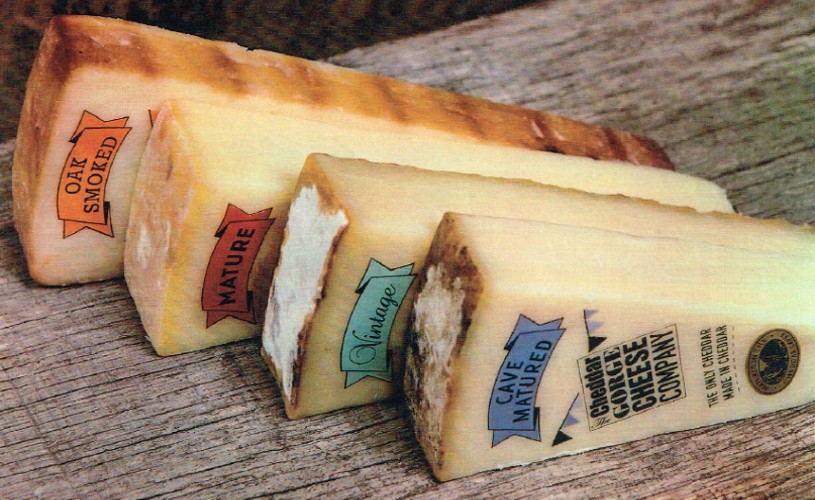 Wedges of cheese from the Cheddar Gorge Cheese Company